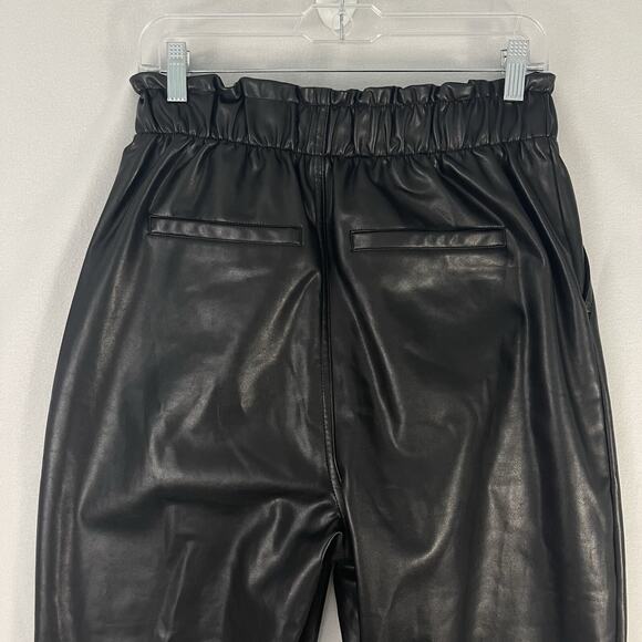 NWT Abercrombie & Fitch High Rise Black Faux Leather Pants Pull-On Size Large - Picture 9 of 16